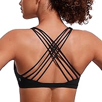 CRZ YOGA Naked Feeling Strappy Sports Bra for Women - Criss Cross Back Wireless Padded Yoga Workout Top