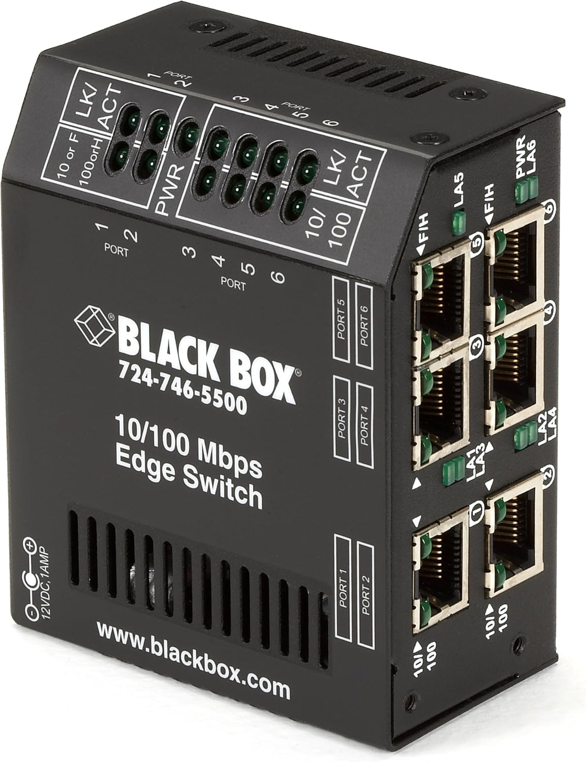 Black Box Standard HeavyDuty Edge Switch, (6) 10/100 Copper Ports, 240VAC