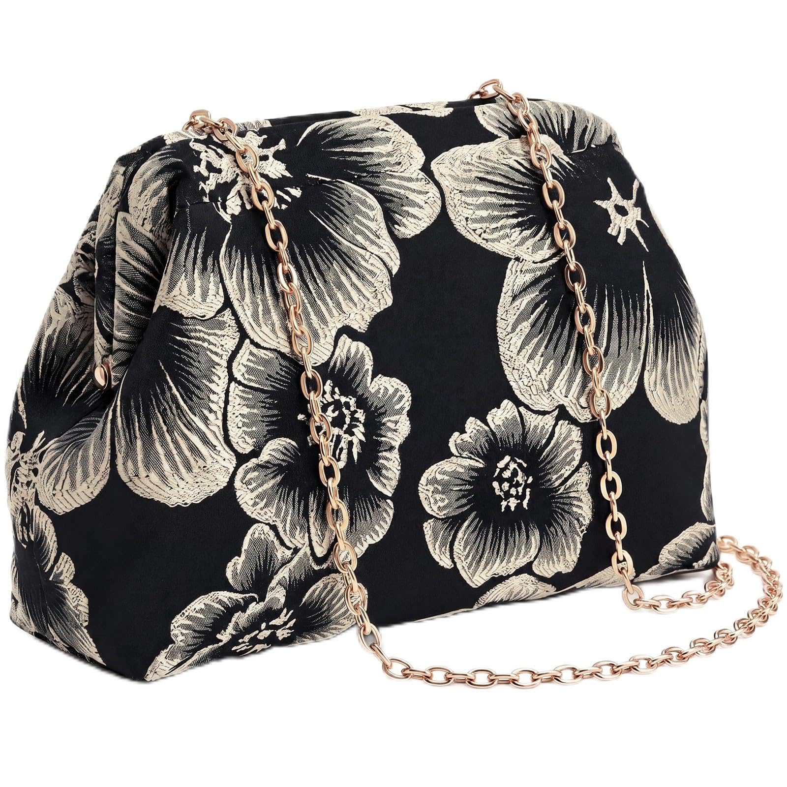 Eccliy Floral Embroidered Evening Clutch Purse Bag for Women