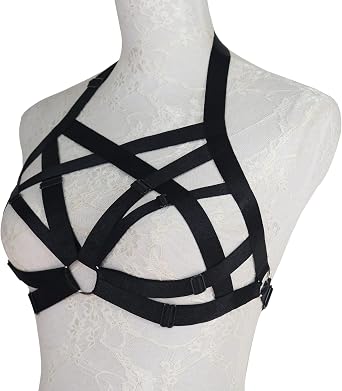 Womens Balconette Womens Bra Elastic Cupless Cage Bra Strappy Hollow Out
