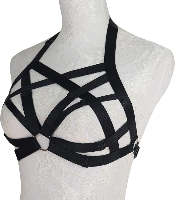 Womens Balconette Womens Bra Elastic Cupless Cage Bra Strappy Hollow Out