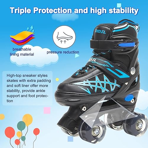 Miniatura 2 de Patines de ruedas ajustables iluminados para niñas y niños, arco iris, M y Chuang M