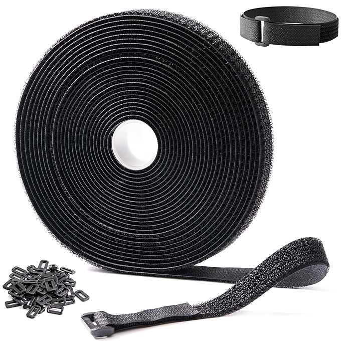 Trilancer可调节魔术贴束线带，黑色布带整理绑带