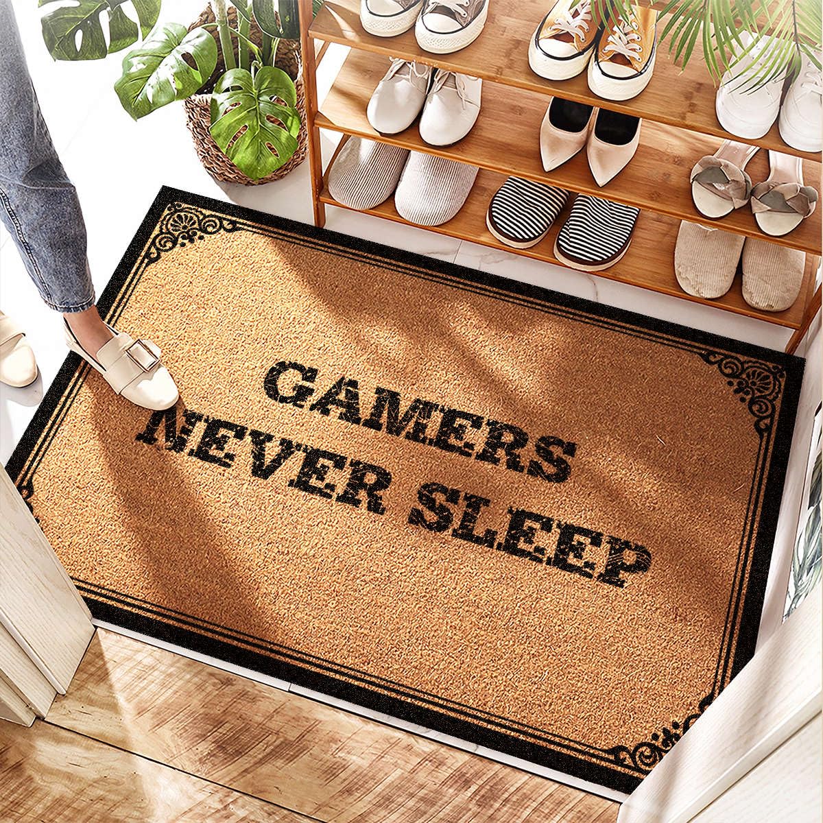 Tapis en coco authentique et paillasson design épuré en caoutchouc neutre