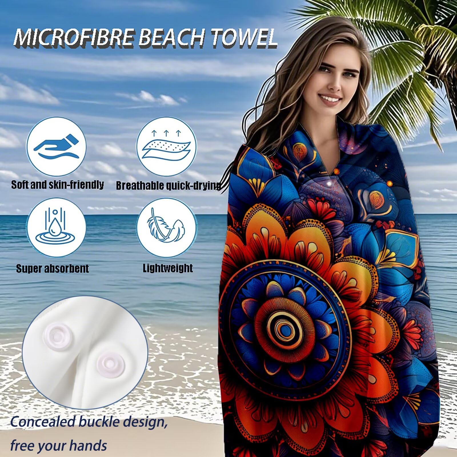 Serviette de Plage XXL 80x160 cm,Couleur Serviette Plage Microfibre avec Séchage Rapide, Anti-Sable, Absorbante Fonction Design pour Vacances Piscine Pique-Nique Voyages Yoga, Cadeau Femme Q-972