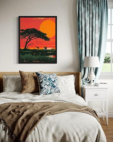 Miniatura 2 de Póster impreso de pared con puesta de sol de África, pintura de paisaje africano, vida silvestre, decoración de arte pop, arte africano, galería