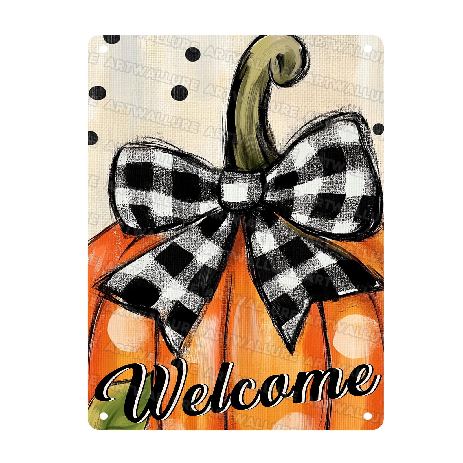 Welcome Pumpkin Sign Rustic Autumn Metal Tin Sign Vintage Fall Thanksgiving Farmhouse Wall Art Retro Decor 12x16inch