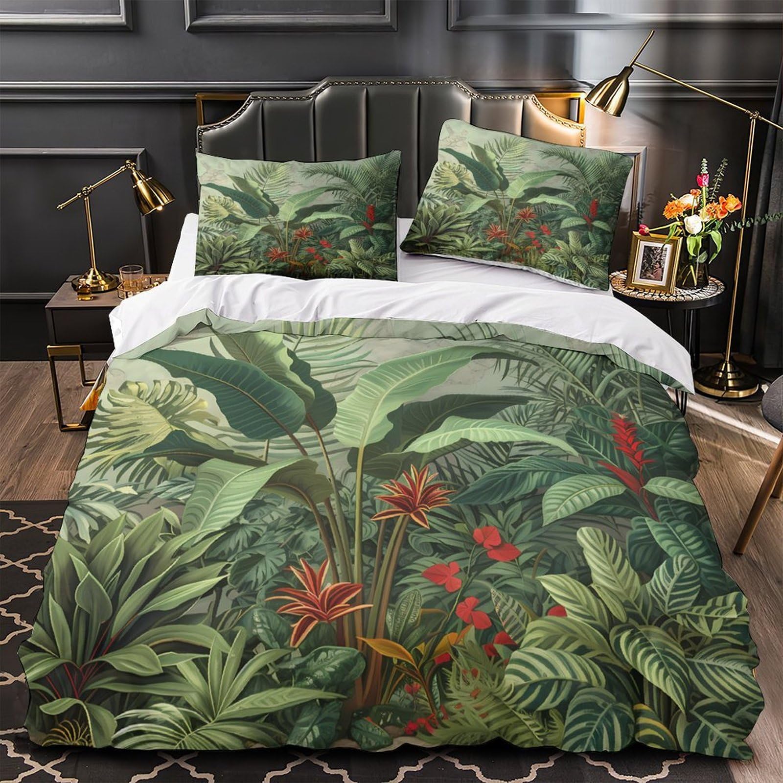 Parure de lit fleurs tropicales pour chambre adultes enfants