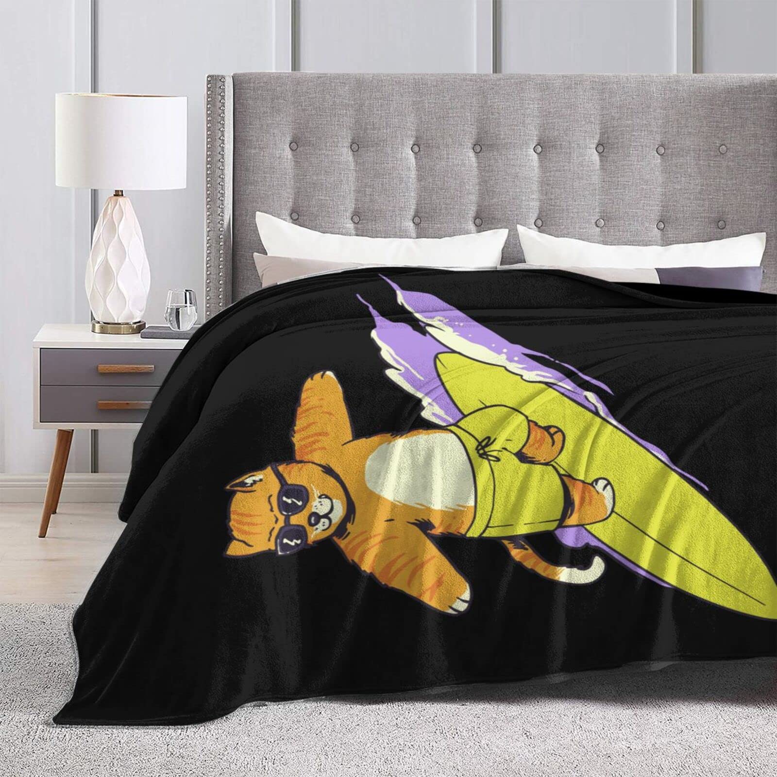 Cool Surfing Cat Throw Blanket 40