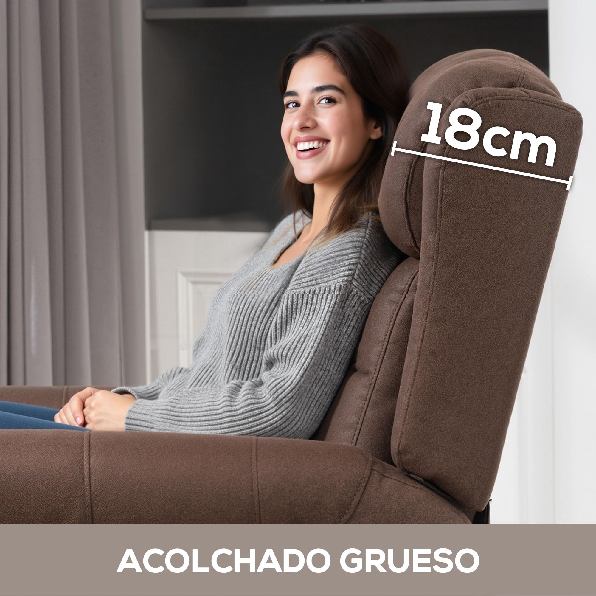HOMCOM Sillón Relax Reclinable Manual con Apertura Push Reposapiés Marrón | Sillón Relax de Cuero Sintético, Respaldo Alto, Acolchado Grueso, Butaca Reclinable hasta 135º, para Salón, Dormitorio