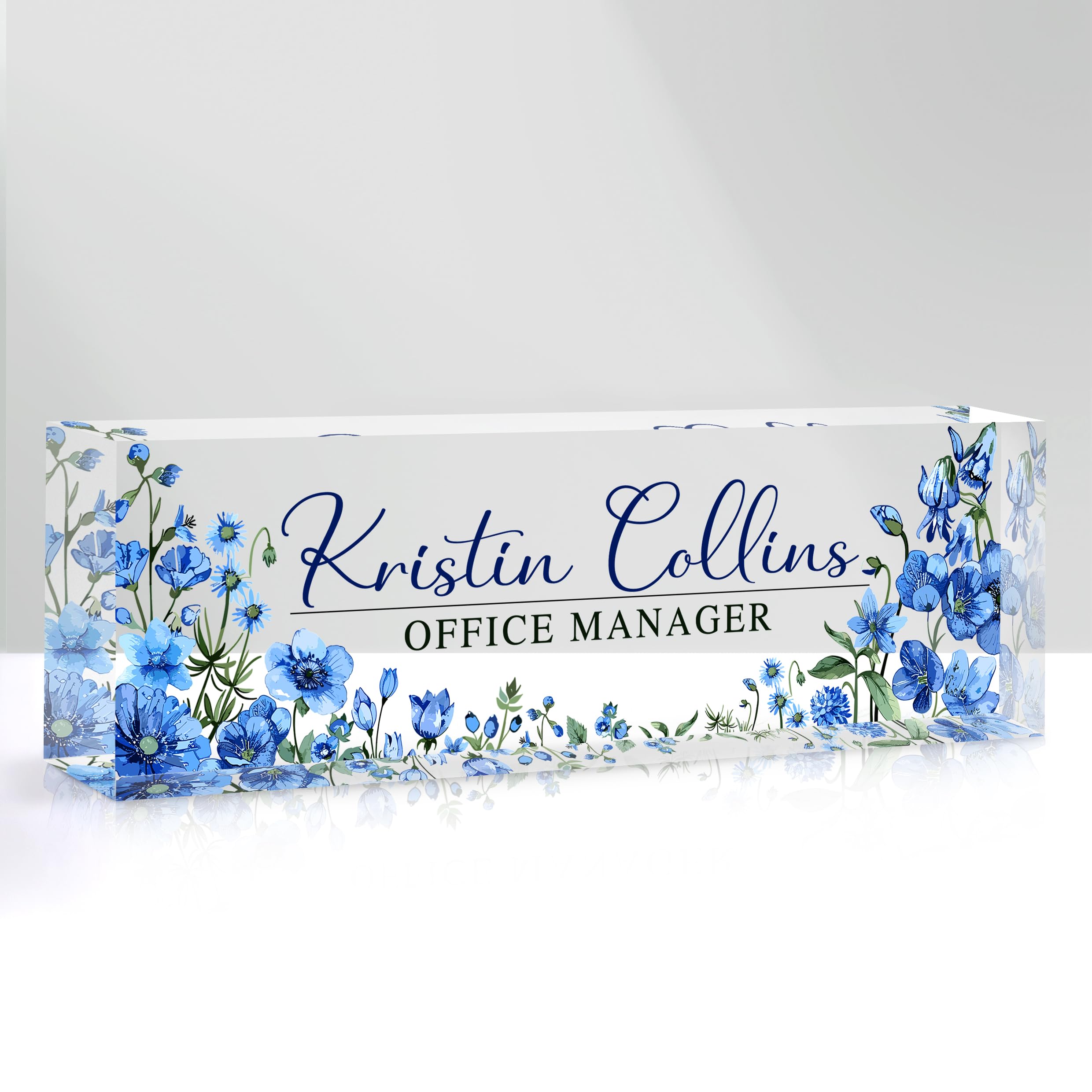 Custom Name Plate for Desk, Personalized Desk Name Plate on Clear Acrylic Glass, Appreciation Gifts for Teacher Employee Boss Coworkers Nurse, Office