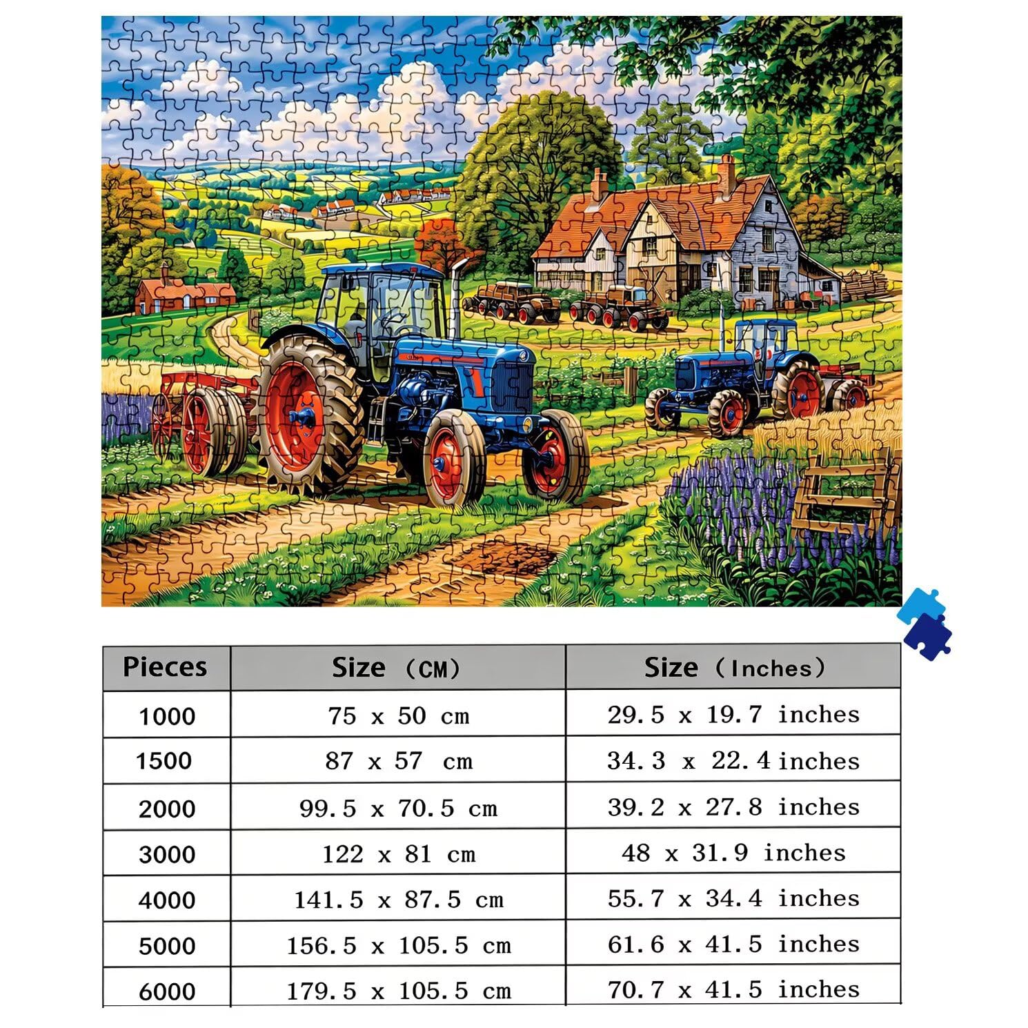 Puzzle 5000 Teile, Holzpuzzle Erwachsene Bauernhof Traktor Impossible Klassische Jigsaw Puzzles 156.5 x 105.5 cm, Familien Spiel, Puzzle Stressabbau Denkspiel, Home Dekor w0-668