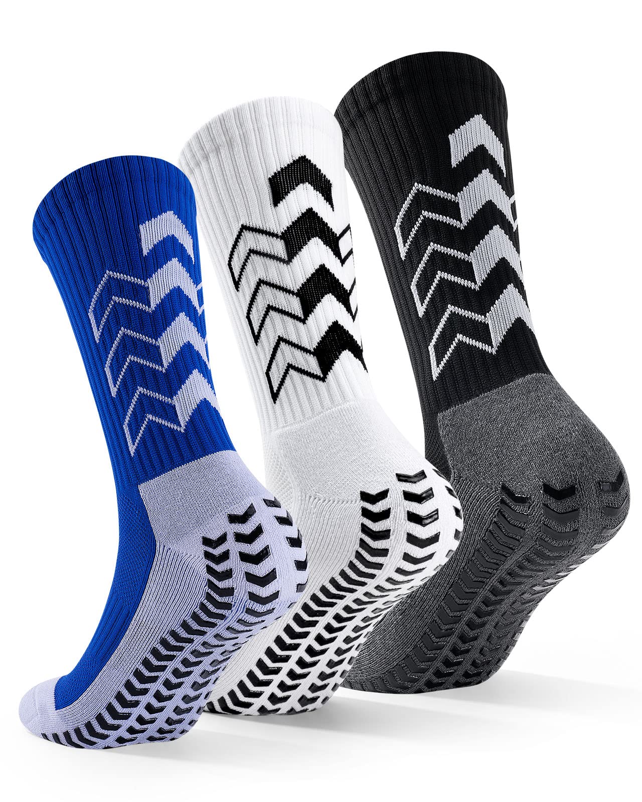 TANSTC Grip Socks Football Socks for Men Women Kids-Anti-Slip Sports Socks,Anti Blister Cushion Wicking Breathable Athletic Socks for Football Basketball Hiking Running Yoga 1/3 pairs