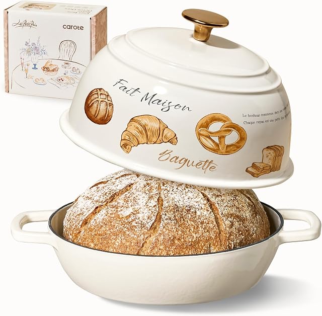 CAROTE Enameled Cast Iron Dutch Oven 5QT with Lid & Gift Box