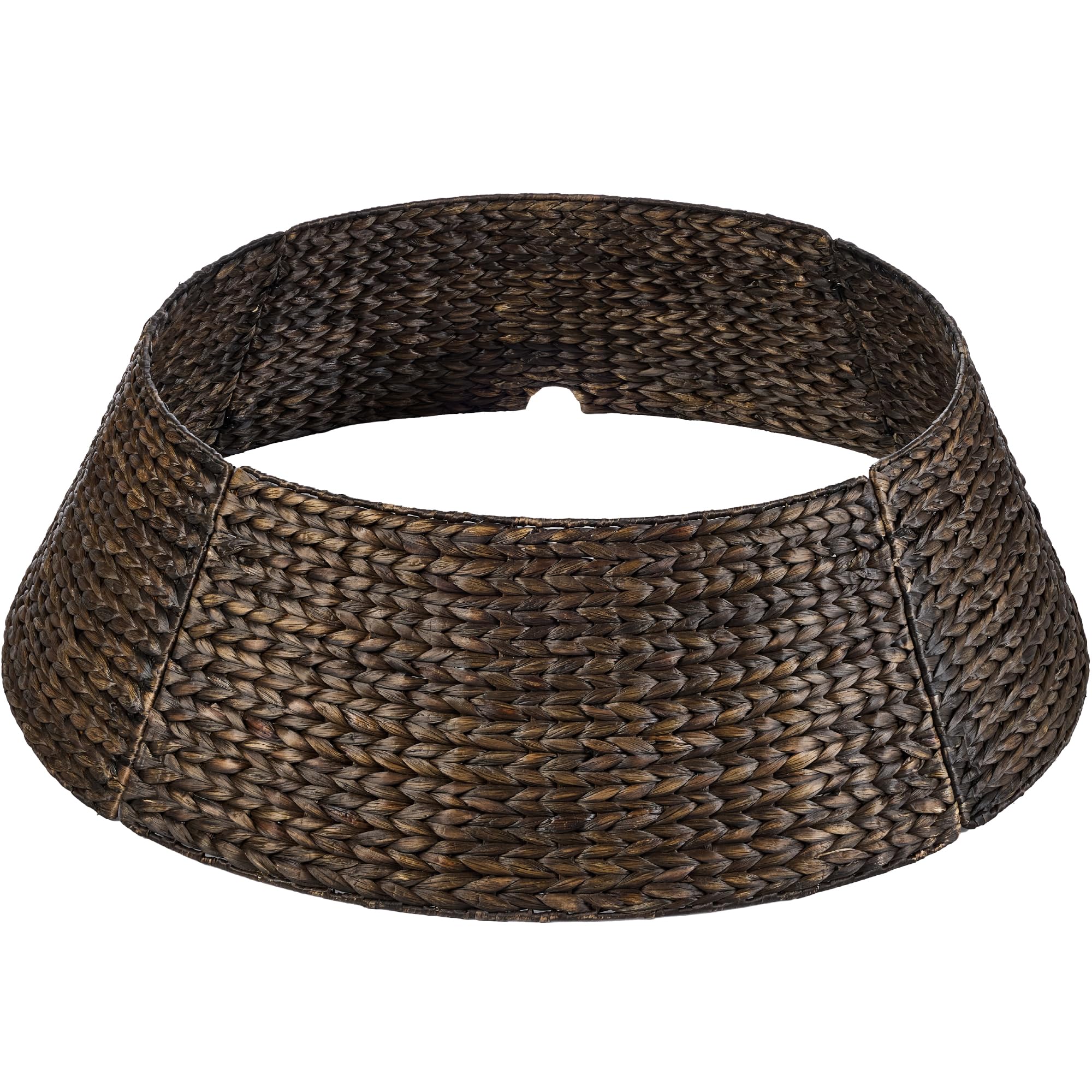 Best Choice Products 42in Christmas Tree Collar, Woven Hyacinth 3-Piece Holiday Rattan Tree Skirt Accessory for Home, Living Room, Wicker Display w/Cord Cut-Out, Metal Frame - Tobacco