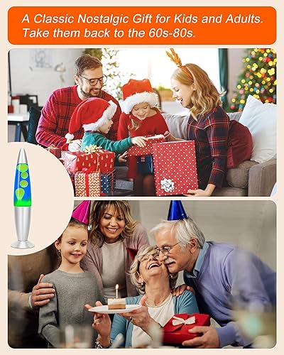 Miniatura 7 de Dalavalampa Lámpara de movimiento líquido de 16 pulgadas para adultos y niños, cera verde líquida azul, lámpara de magma retro, regalos para el día