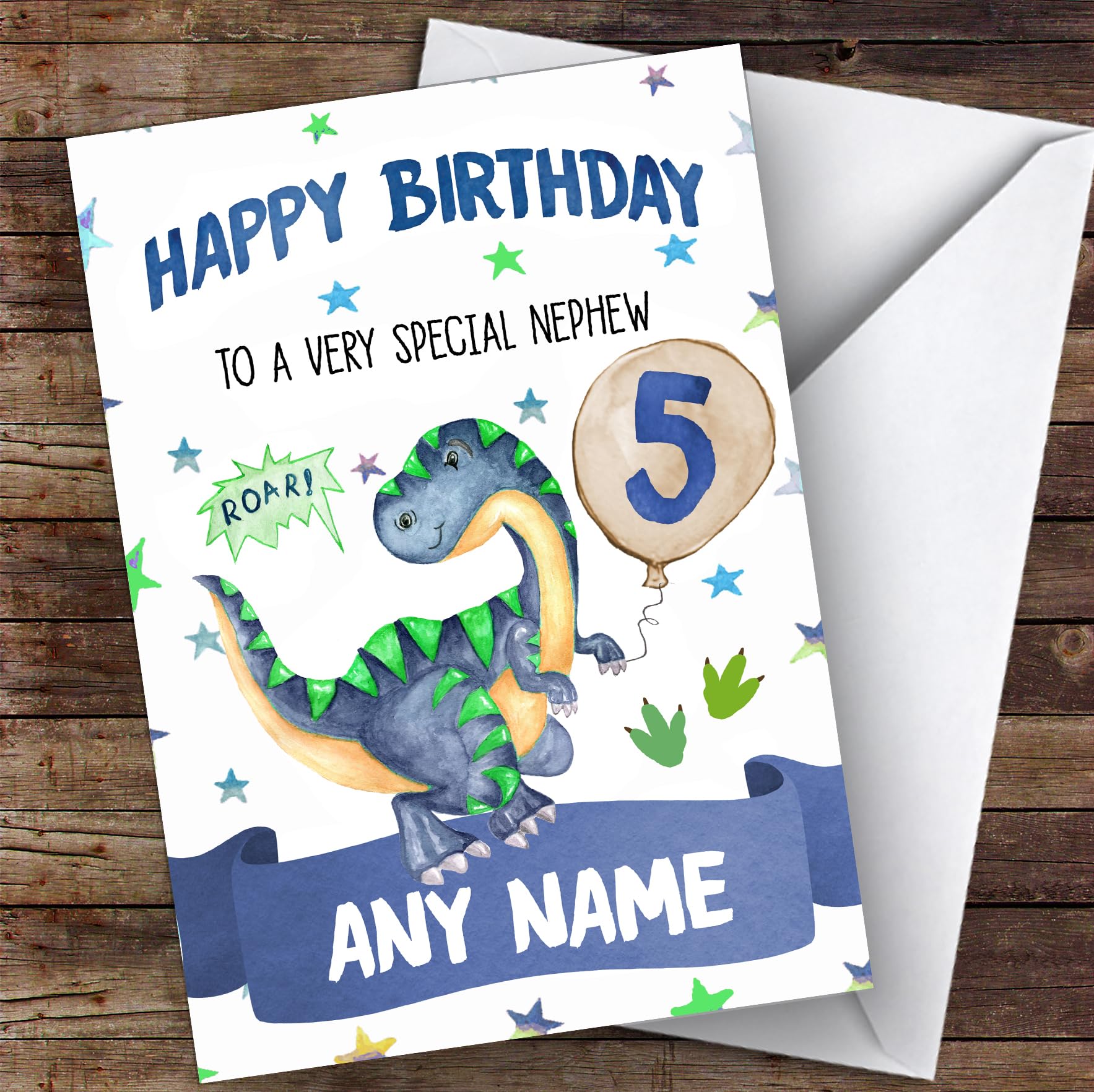 Personalised Boys Dinosaur Birthday Card - 1st to 6th Nephew | Children's Birthday Card