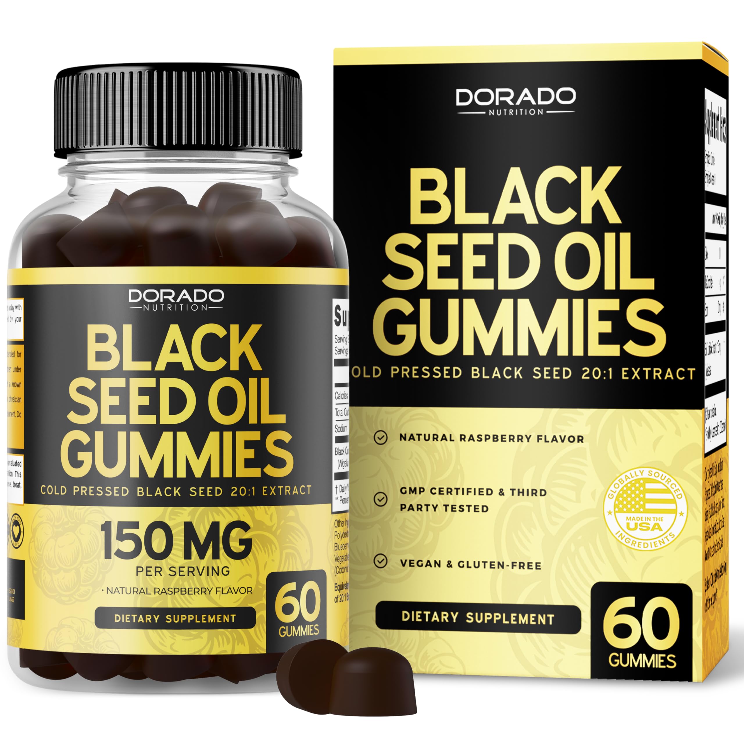 Black Seed Oil Gummies (60 Count) Blackseed Oil Gummies for Adults with Black Cumin Seed Immune Support & Support Healthy Digestion - Delicious Raspberry Flavor - Third Party Tested, Vegan & NON-GMO