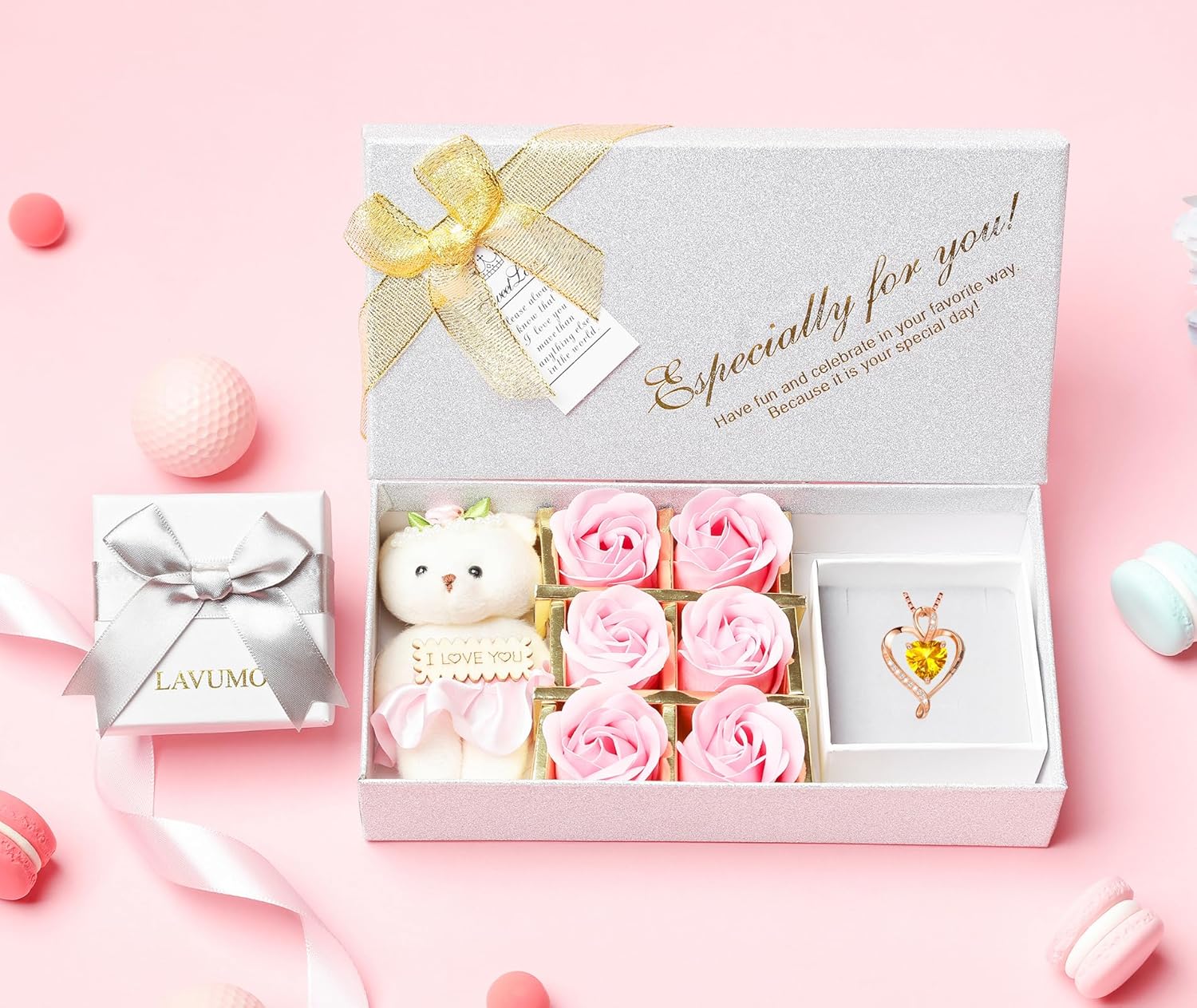 LAVUMO Heart Necklace for Women - I Love You 925 Sterling Silver Heart Birthstone Necklace, Jewelry Gift Box Set, Anniversary Birthday Gifts for Wife Mom Girlfriend Her - Image 2