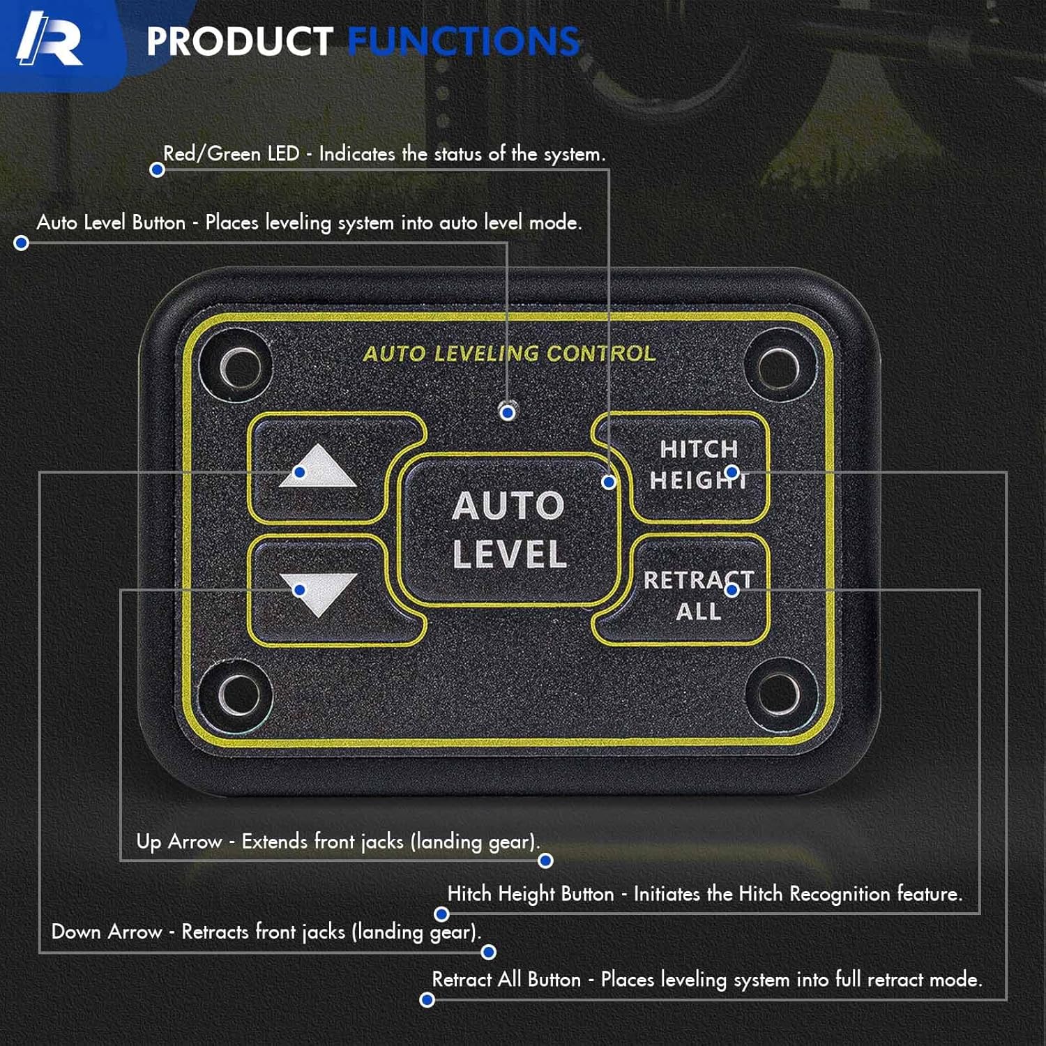 425306 Quick Level Touch Panel Assembly w/RV Auto Leveling Fit for Lippert Ground Control & Level-Up Hydraulic Leveling System