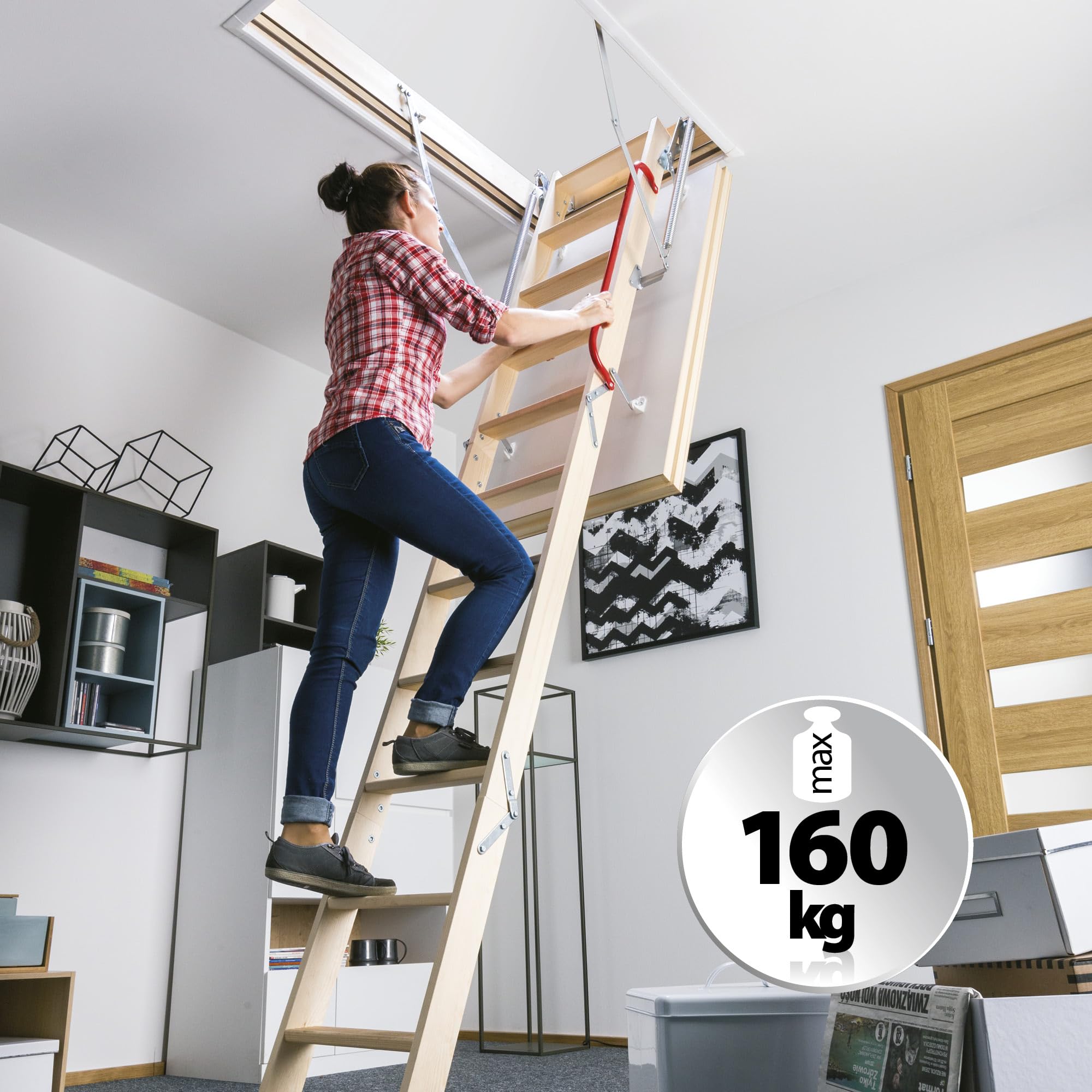 FAKRO - Escaliers escamotables LTK Energy - 70x140/280 - Escalier pour Grenier - Réduit Efficacement Les Pertes de Chaleur - Support de 160kg - Montage Facile