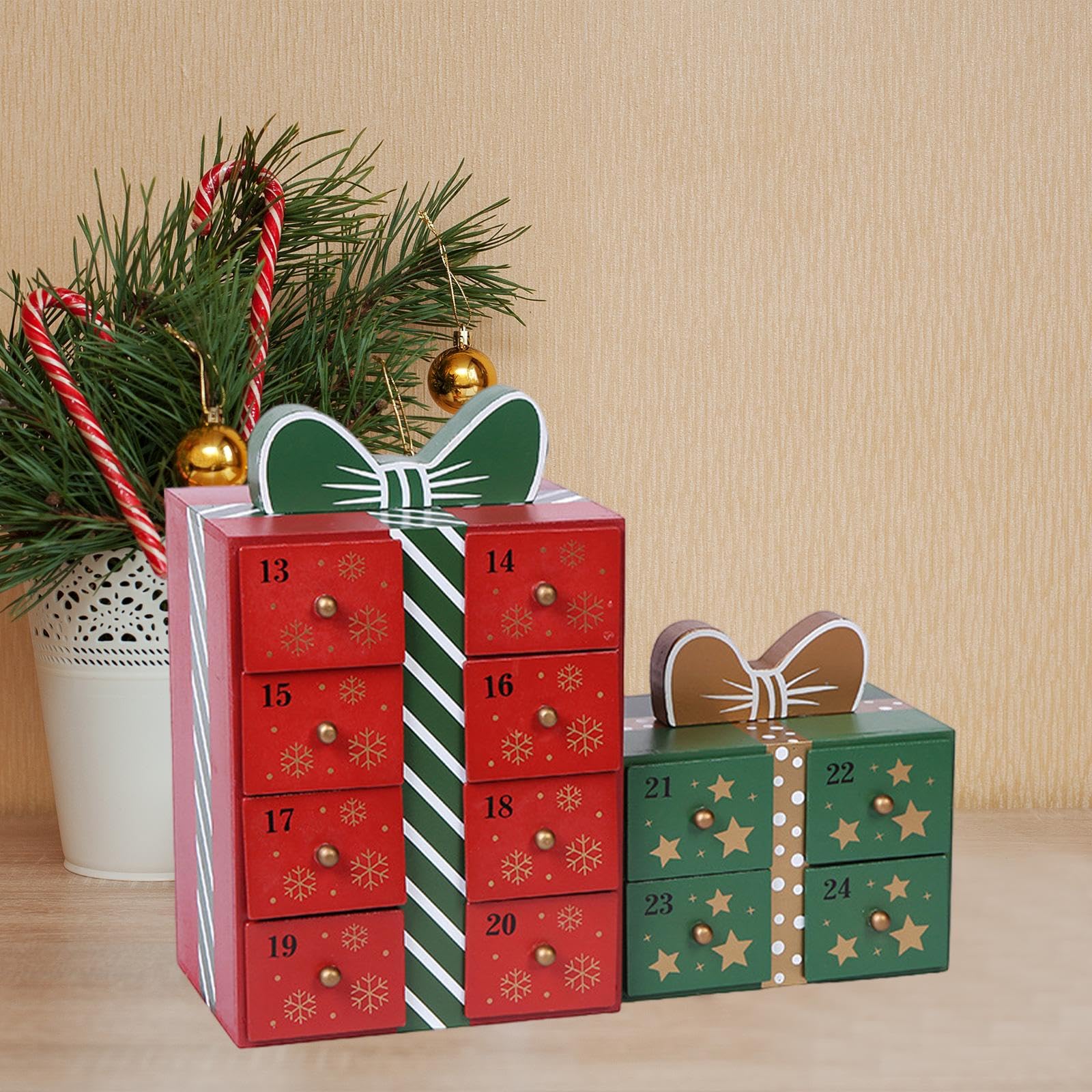 Weihnachten Holz Advent Kalender mit 24 Schubladen Weihnachten Dekorationen Tisch Holz Advent Kalender für Wohnzimmer Weihnachten