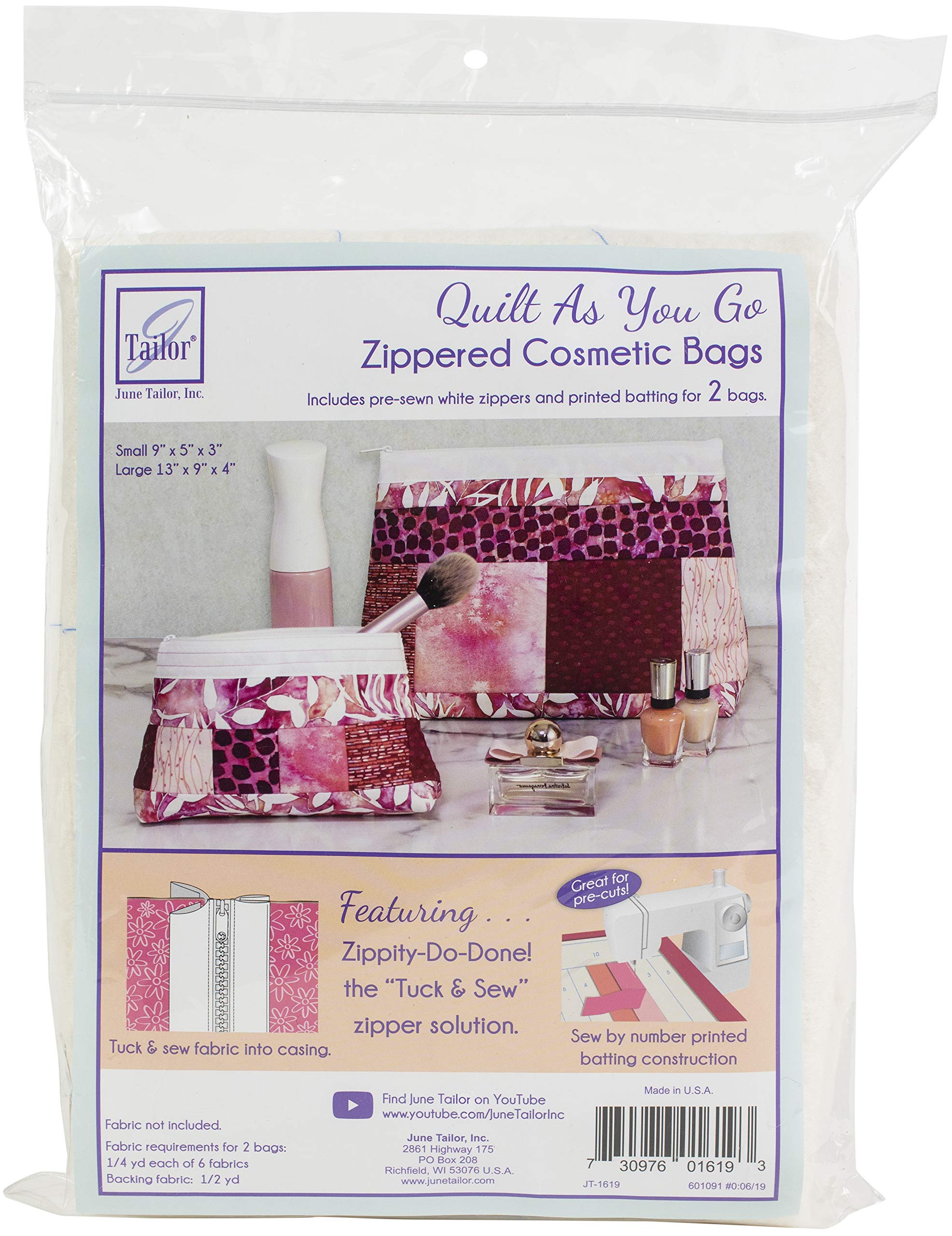 June Tailor Quilt As You Go Cosmetic Bags 2/Pkg-White