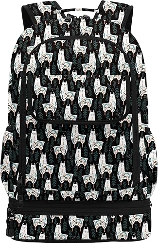 Miniatura 2 de Leaper Linda mochila para portátil de alpaca resistente al agua con aislamiento de doble cubierta bolsa de almuerzo negro