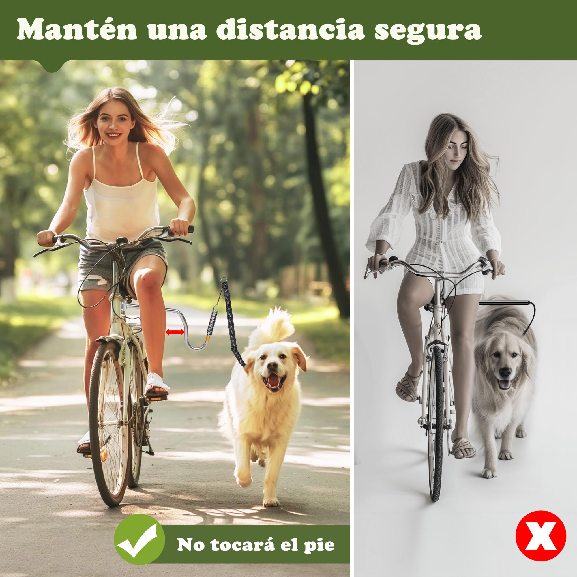 Correa de Bicicleta Resistente para Perro, Manos Libres, para Montar en Bicicleta | Soporte para perros de bicicleta para viajes seguros