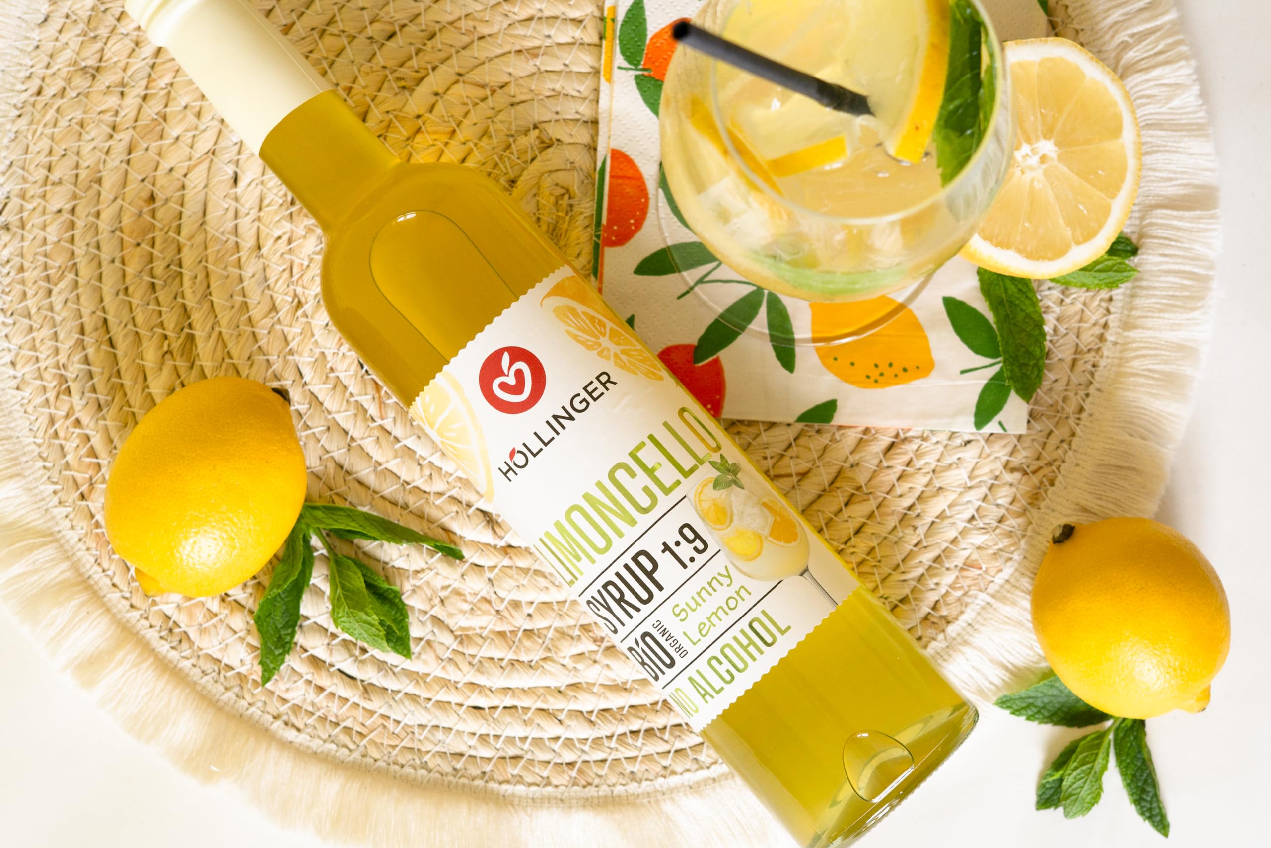 Hollinger Limoncello Syrup Bio Senza Alcol, Sciroppo al Limone Naturale, Concentrato 1:9, 3x 500ml