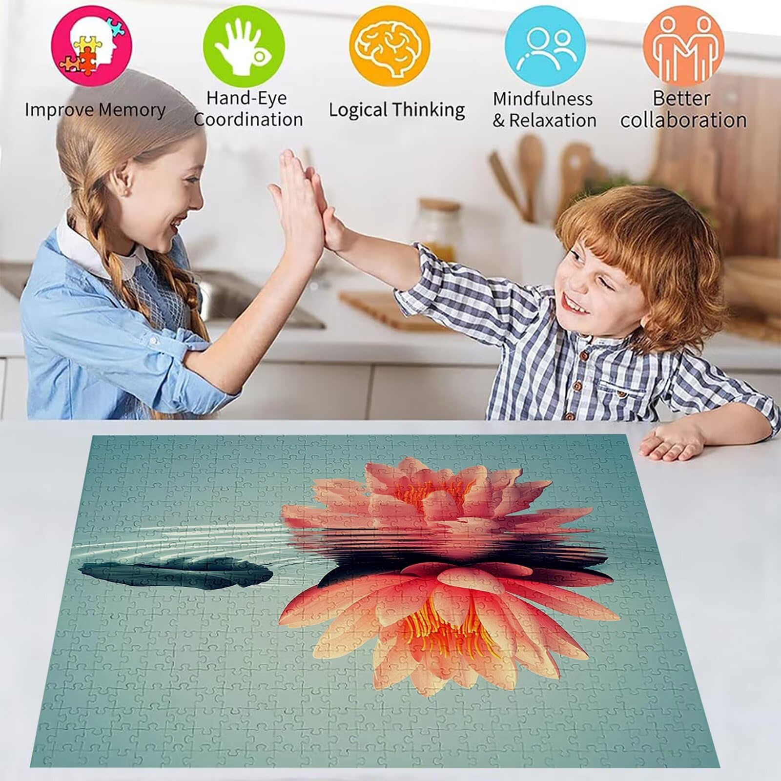 Puzzle 3000 elementów lotosu puzzle dla dorosłych kwiaty 122 x 81 cm Unikalne rzemiosło klasyczne 3D drewniane układanki do rodzinnych gier aktywnych, układanka do samodzielnego wykonania nawet do