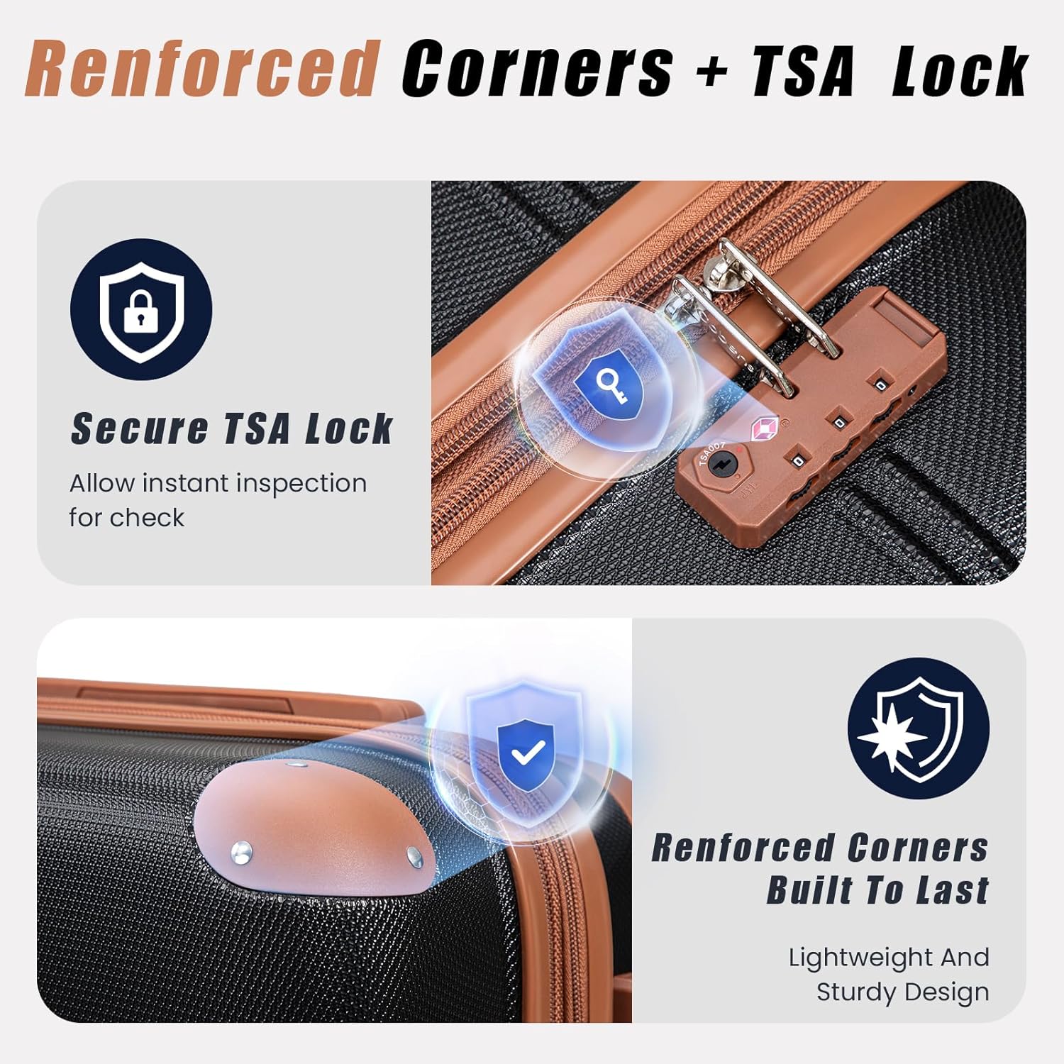 Expandable Luggage Sets 5 Piece with Detachable Spinner Wheels and TSA Lock,ABS Hard Case Suitcases with Wheels,Carry On Luggage Set - Image 3