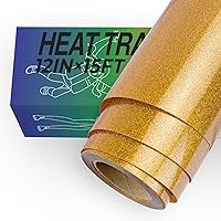 Vista 1 de HTVRONT - Rollo de vinilo HTV con purpurina dorada - Vinilo de transferencia de calor con purpurina dorada de 12 x 15 pies para camisas, vinilo