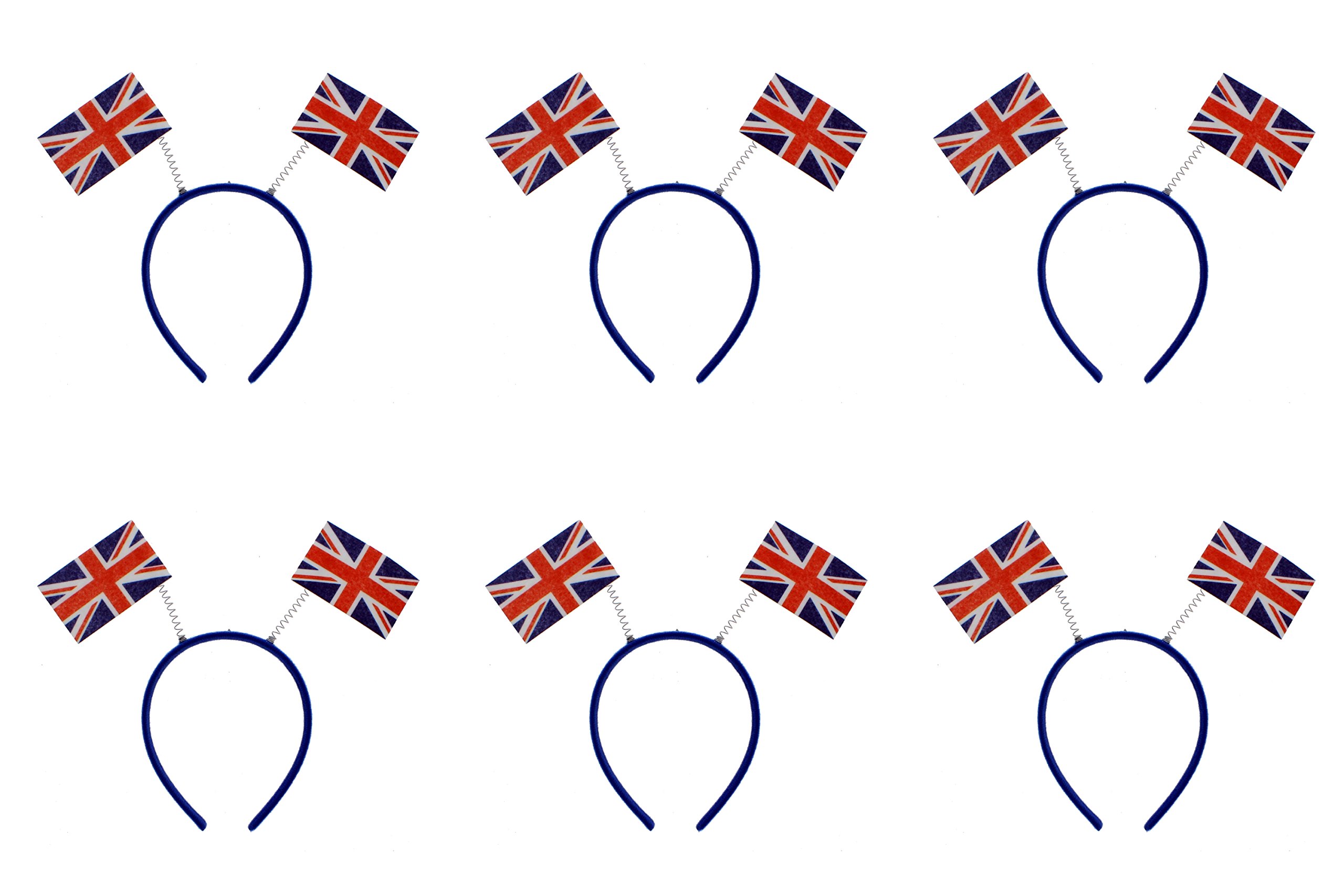 Zac's Alter Ego Pack of 6 Union Jack Flag Head Boppers, Sunglasses, Bunting, Hats, Wigs, Flags, Bow Ties, Shoelaces, Fans, Ties, Braces, etc... โ image 1