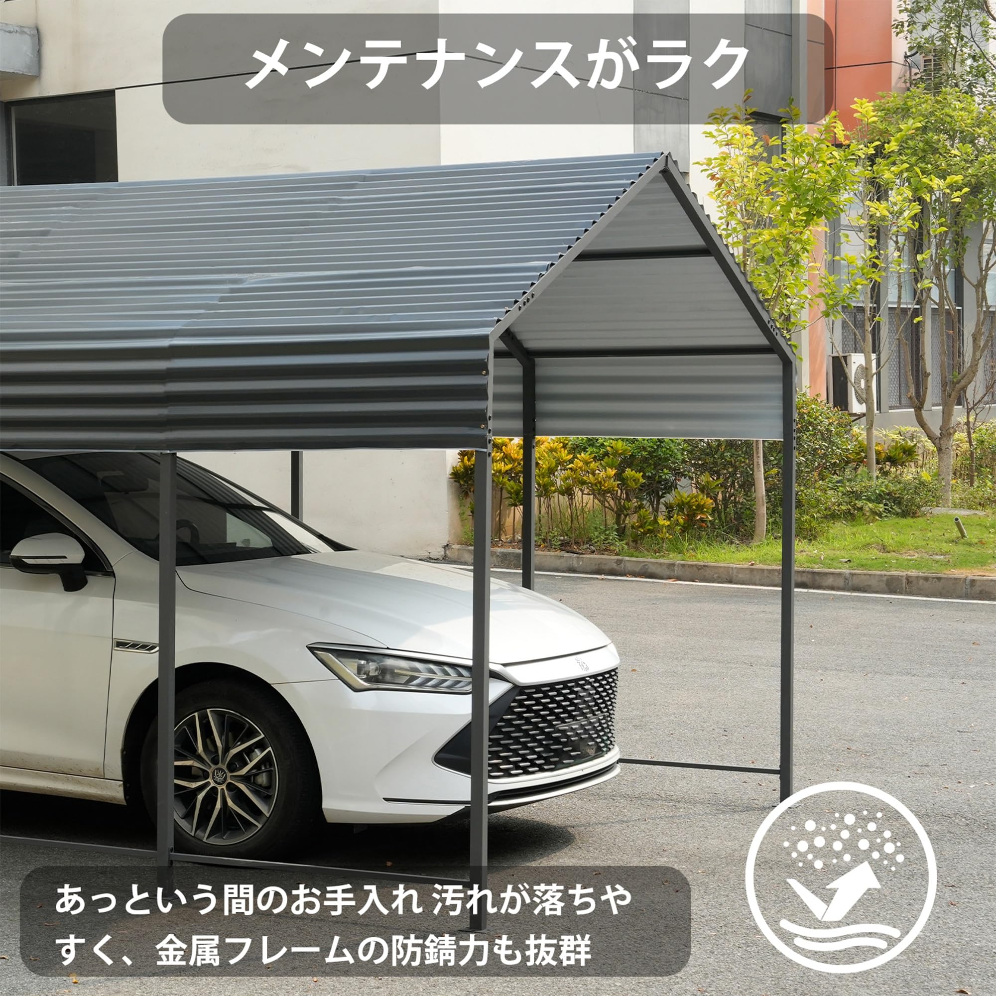 Amazon.co.jp: スチール車庫 ガレージ L305*W455*H257cm カーポート