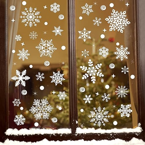 267 calcomanías de Navidad para ventanas, copos de nieve, adhesivos de copo de nieve blancos para ventanas de vidrio
