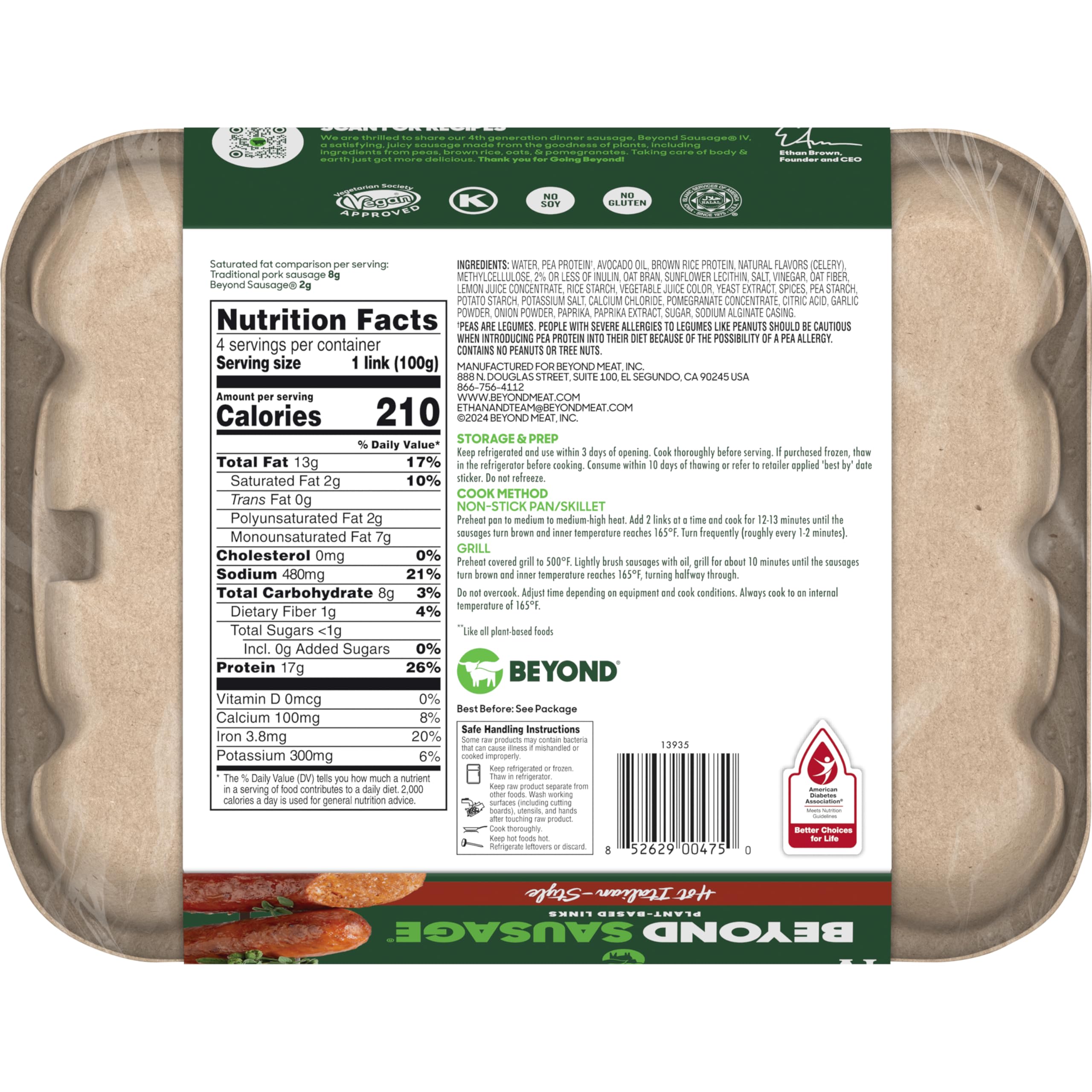 Beyond Meat Sausage Plant-Based Dinner Links Hot Italian 14 Oz — view 2