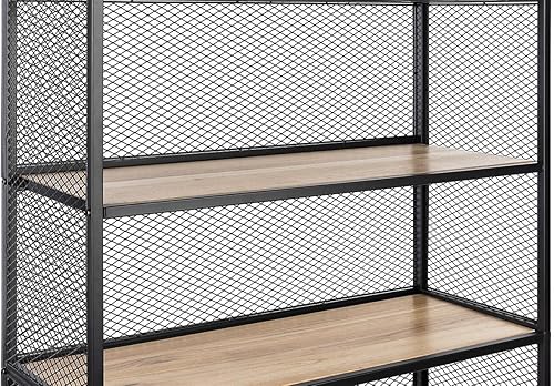 Miniatura 6 de Displays2go Estantería con cinco estantes 40 pulgadas de ancho x 60 pulgadas de alto roble y hierro color negro SMMMSHF