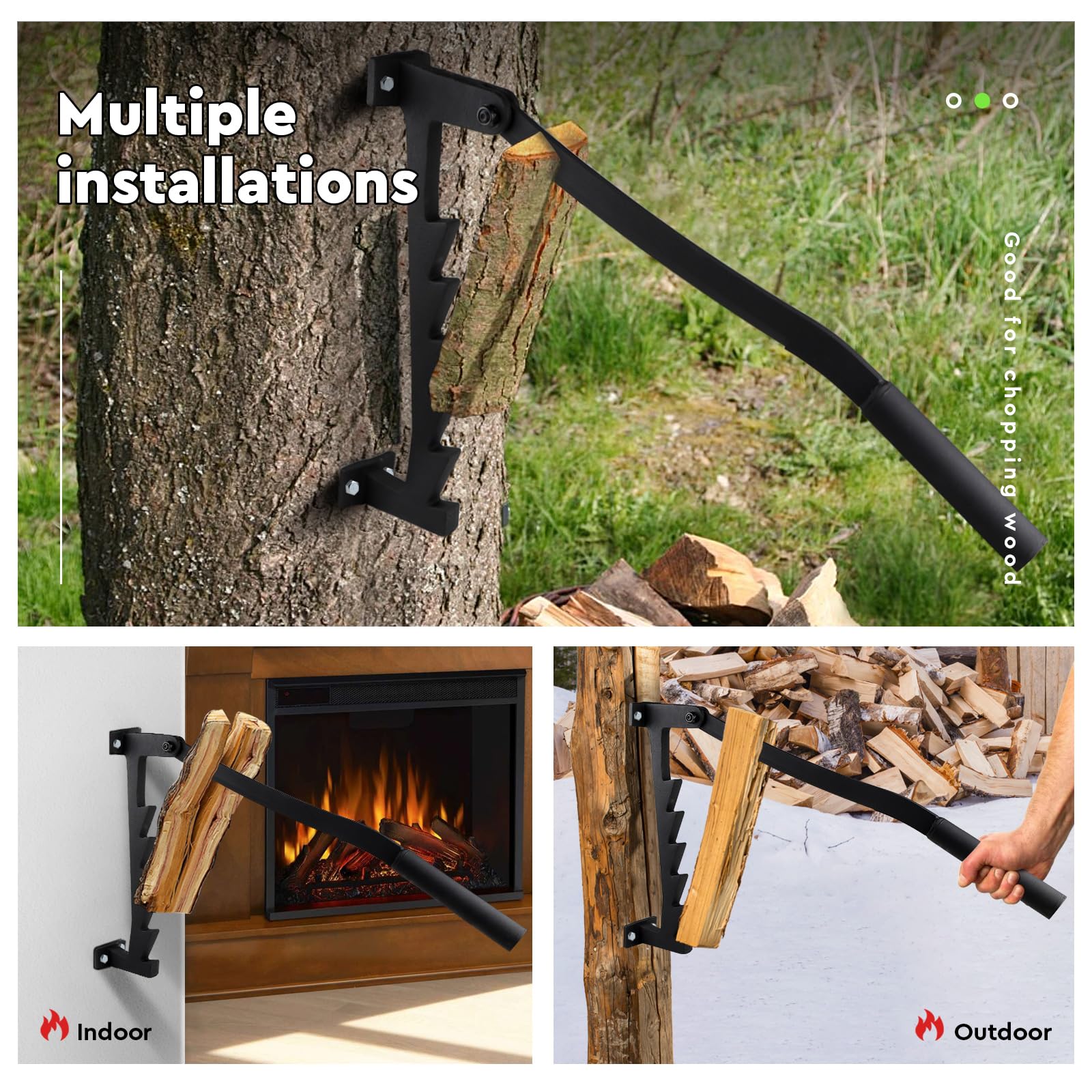 Fendeur à Bois Manuel Mural – En Acier Carbone, Lame 36 Cm – Pour Bois Tendre, Avec Sac Et Gants - 8