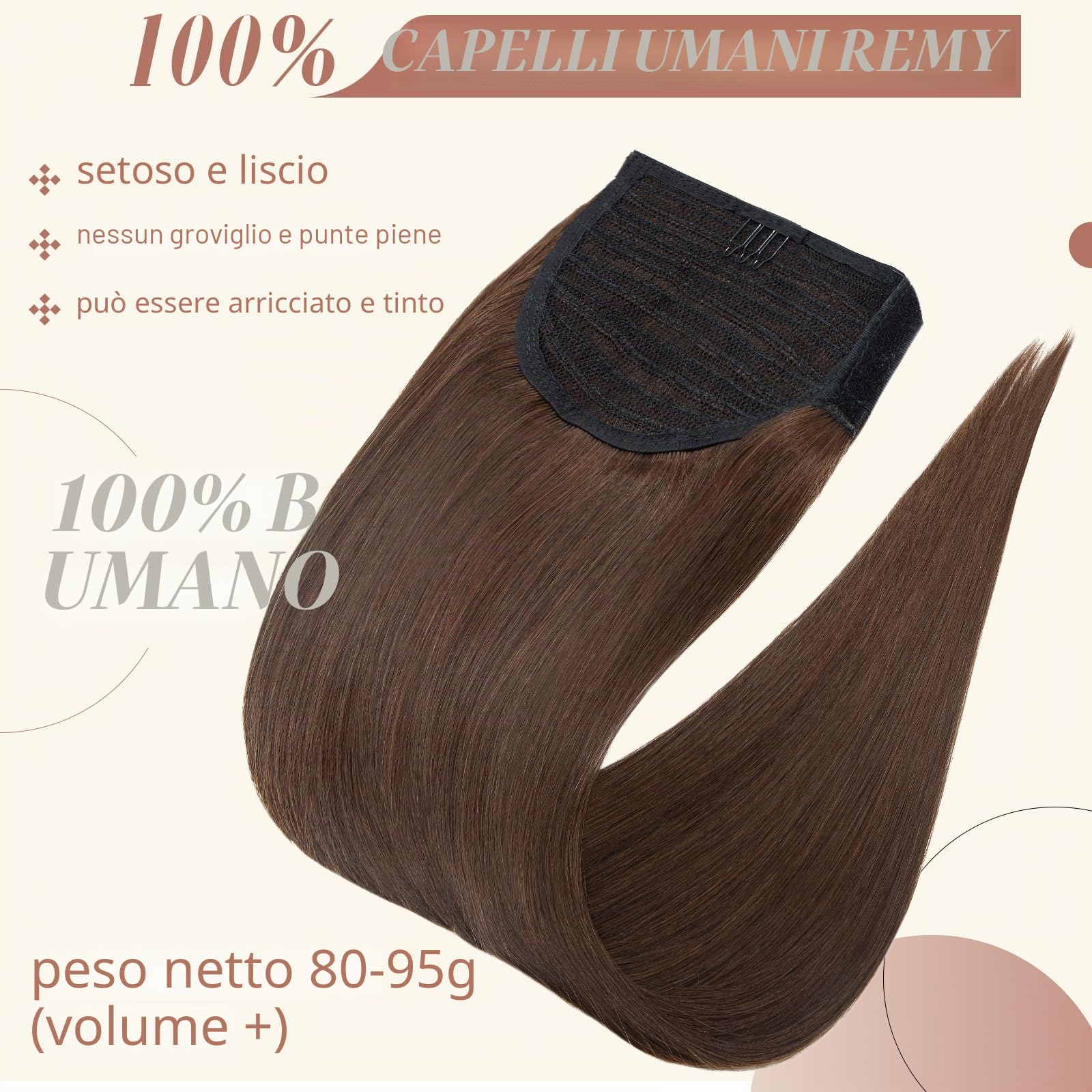 Elailite Coda Capelli Veri Extension con Clip Coda di Cavallo Ponytail Wrap Around Fascica Unica Human Hair Lisci