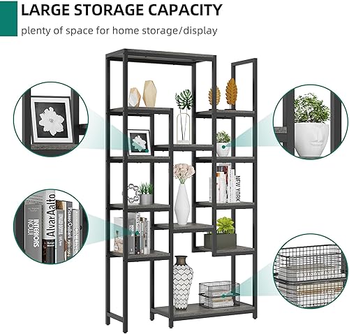 Miniatura 6 de YITAHOME Estantería industrial de 71 pulgadas de alto, estantería grande moderna con 12 estantes abiertos, estantes de almacenamiento para sala de