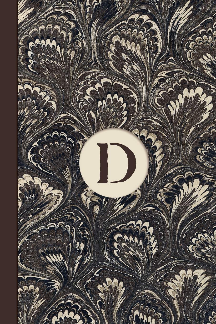 Monogram D Marble Notebook (Coffee Peacock Edition): Blank Lined Journal for Names Starting with Initial Letter D