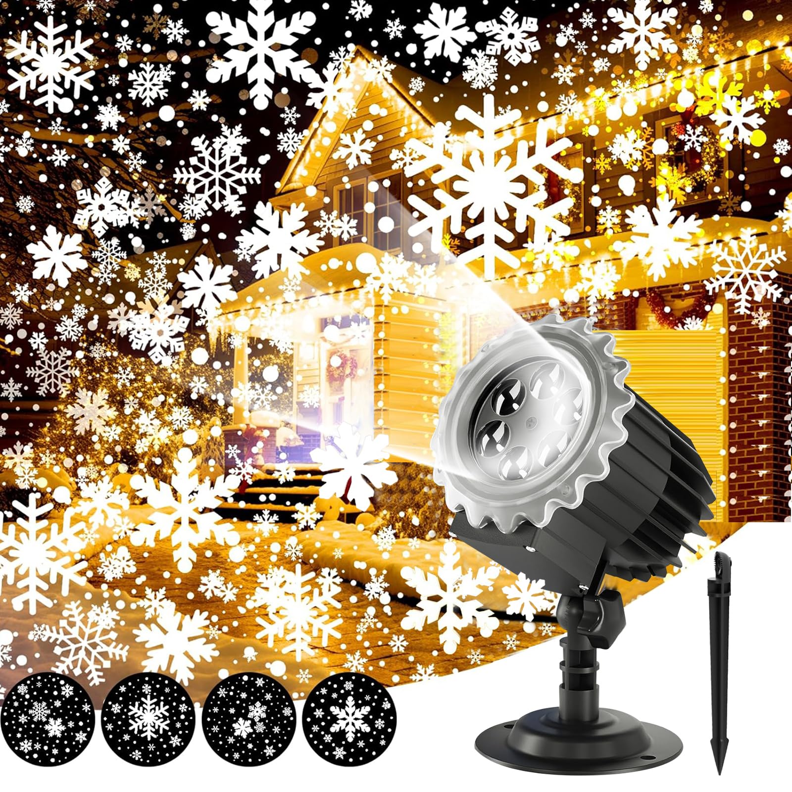 New Year Decorations,Christmas Snowflake Lights, Waterproof Projector Lights for Indoor Outdoor, Decorations for Holiday Party Wedding Garden Patio