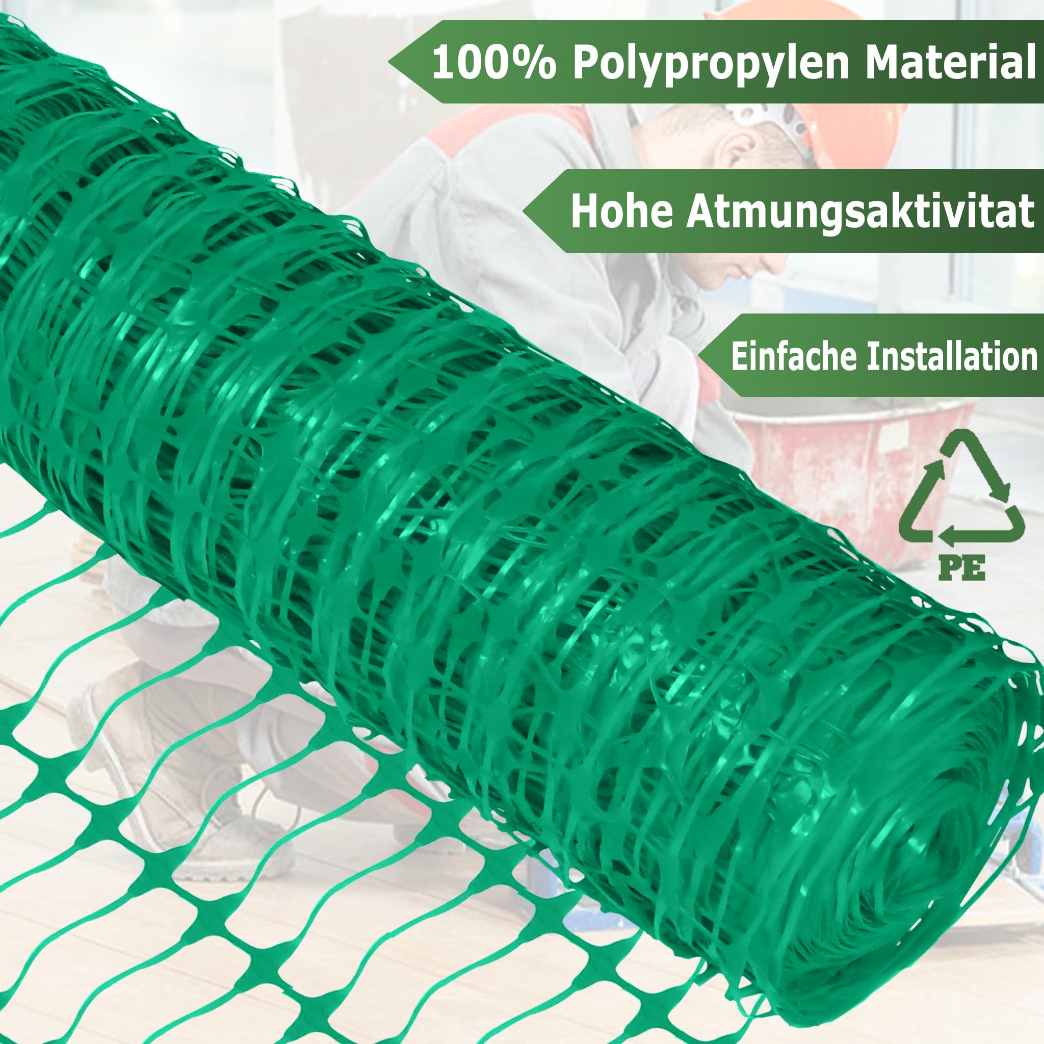 YRHome 1 x 80 m - Clôture de chantier - En plastique - Filet d'avertissement - Pour chien - Filet de sécurité - Filet de sécurité - Pour chantier - Clôture de poulet - Vert - Avec 80 piquets et 250