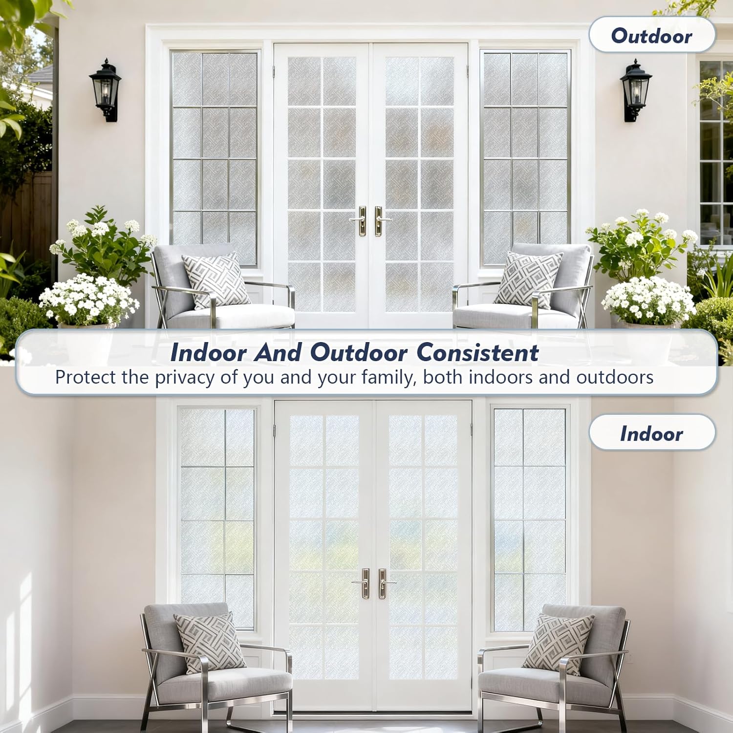 Filmgoo Window Privacy Film Frosted Stained Glass Film Non Adhesive Static Cling Removable Glass Film Anti-UV Sun Blocking Decorative Window Film for Office Home Kitchen (Clear, 29.5 Inch x 13.1 Feet)