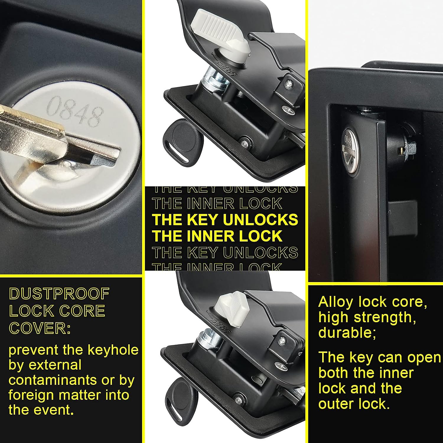 BIGTUR RV Door Latch, 100% Metal RV Door Latch Replacement Kit, RV Door Locks for Travel Trailers with Keys