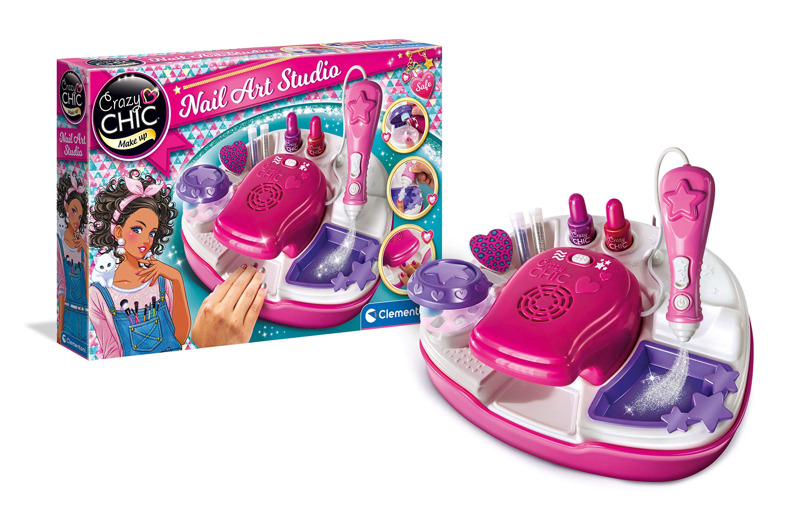 Clementoni - Crazy Chic - Superstar Nail Art, Kit with Varnishes for Girls 6+ years old, 15174