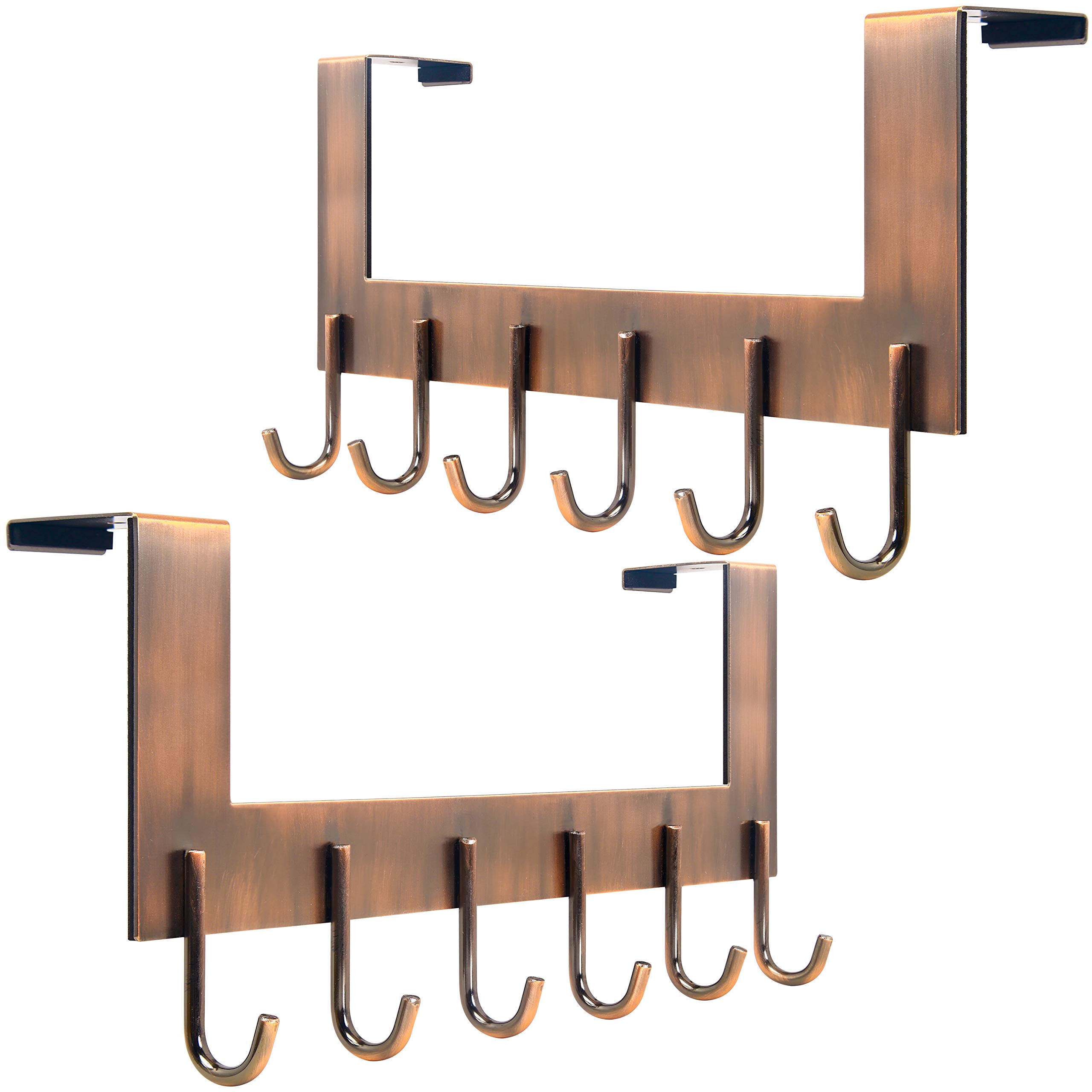 WEBI Over The Door Hooks for Hanging Clothes,Door Hanger,Over The Door Towel Rack,Over The Door Coat Rack Door Coat Hanger,6 Hooks for Hanging Towels,Hats,Back of Bathroom,Antique Copper,2 Packs