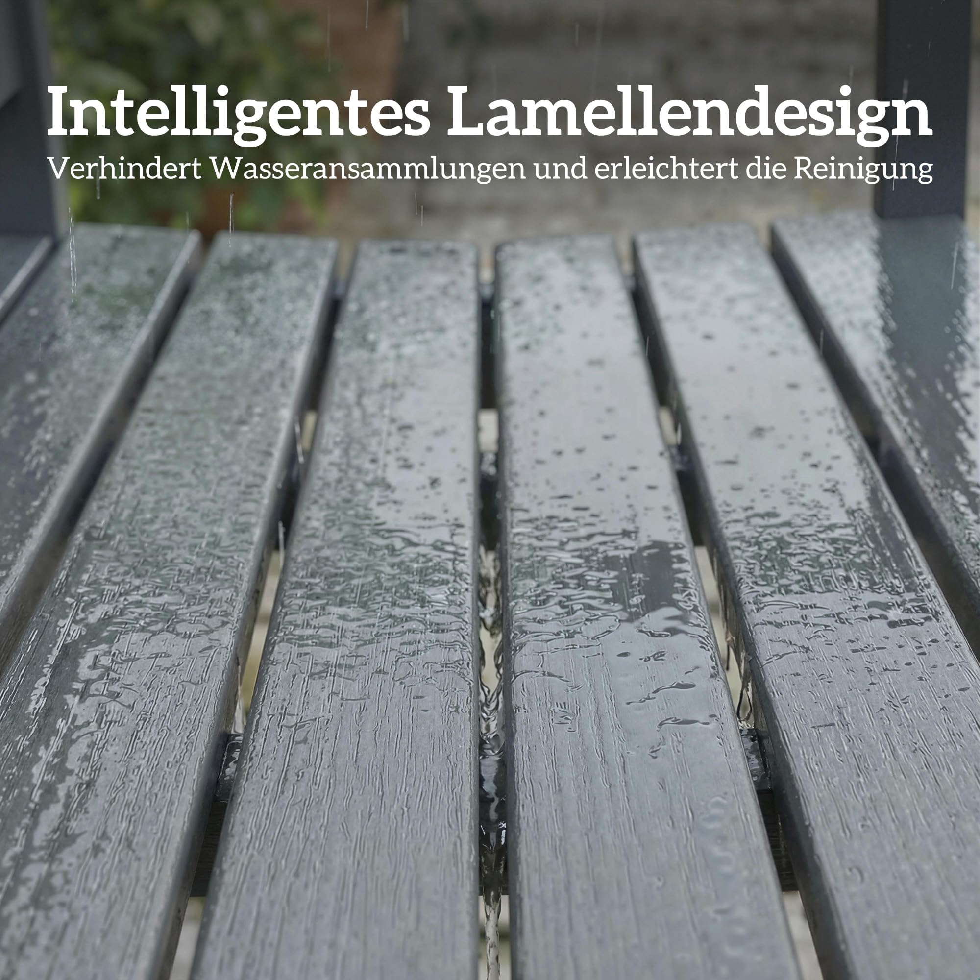 Outsunny Gartenbank 2-Sitzer wetterfest Kunststoff Outdoor Sitzbank mit Lamelldesign Holzoptik Rückenlehne Ergonomisch Balkonbank bis 240kg Parkbank Gartenmöbel für Garten Park 130 x 59 x 91cm Grau