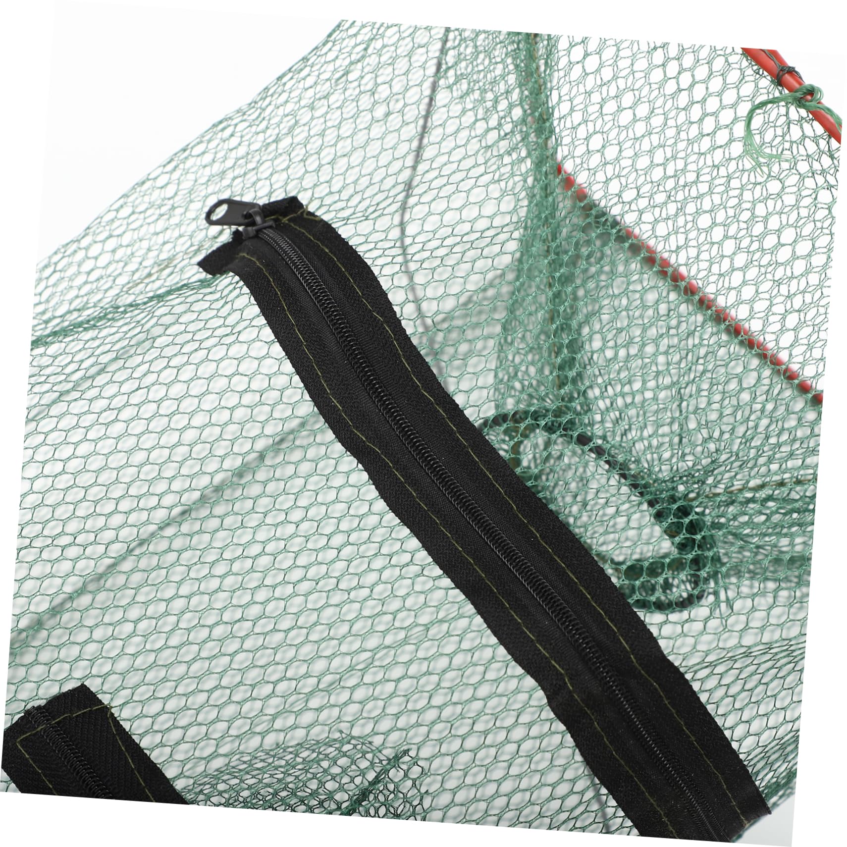 Gabbia da Pesca Rettangolare Pieghevole 10 Pezzi in Nylon | Capacità Ampia, Rosso, Doppia Tasca Cerniera, Uso Indoor per Acquacoltura, Adatta a Gamberi e Pesci Colore Casuale